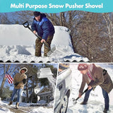 Snow Shovel Pusher with D Shape Handle,13.3” Wide Metal Collapsible Snow Shovel for Ice and Snow Cleanning,Ergonomic Aluminum Snow Shovel for Driveway Car Camping