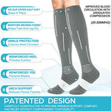 NEENCA Compression Socks for Men & Women – 20-30 mmhg Knee High Compression Socks for All Day Wear, Circulation, Swelling, Athletic - 1 Pair (Grey White)