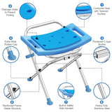 Medhelp Upgraded Folding Shower Chair, Stainless Steel Foldable Shower Seat for Inside Bathtub, Lightweight & Portable Non-Slip Feet Bathroom Bench, Travel Shower Stool for Elderly, Disabled, Injured