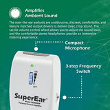 SuperEar Rechargeable Personal Sound Amplifier Model SE9000HP (PSAP) - 50dB Amplifier with Headphones, Earbuds, and Tactile 3 Tone Frequency (Hi-Med-Low) for Adults, Audiologists, Seniors, and Elderly