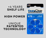 Hear Clear Size 675 PR44 Hearing Aid Batteries Blue Tab (300 Batteries)