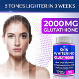 Glutathione Whitening Pills - 180 Capsules 2000mg Glutathione - Effective Skin Lightening Supplement - Dark Spots, Melasma & Acne Scar Remover, Hyperpigmentation Treatment - Anti-Aging Antioxidant