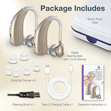 Hearing Aids with 2 Frequency Mode, Delmicure Hearing Aids for Seniors Rechargeable Hearing Aids with Noise Cancelling, Adjustable Volume & Noise Reduction