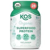 KOS Vegan Protein Powder, Unflavored & Unsweetened - Low Carb Pea Protein Blend, Organic Superfood Rich in Vitamins & Minerals - Keto, Soy, Dairy Free - Meal Replacement for Women & Men - 28 Servings