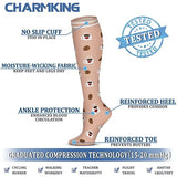 CHARMKING Compression Socks for Women & Men (8 Pairs) 15-20 mmHg Graduated Copper Support Socks are Best for Pregnant, Nurses - Boost Performance, Circulation, Knee High & Wide Calf (L/XL, Multi 54)