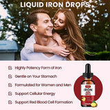 Liquid Iron Supplement for Women & Men Iron Drops Iron Supplements for Anemia with Folate, Vitamin C, B12 for Red Blood Cell Support-Pineapple Flavor, 2 Fl Oz