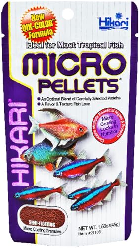 Hikari Tropical Micro Pellets for Tetras, Barbs, and Other Small-Mouthed Tropical Fish (1.58 Oz, Pack of 2) (2 Items)