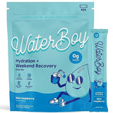 Waterboy Weekend Recovery | 3,200mg Electrolyte Powder Packets | Ginger + L-Theanine + Vitamins | No Sugar, All Natural, Gluten Free | 24 Drink Stick Mixes (Blue Raspberry)