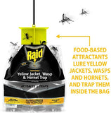 Raid Yellow Jacket and Wasp Trap (6-Pack), Outdoor Wasp Trap, Disposable Wasp and Yellow Jacket Trap Bag with Food-Based Attractant
