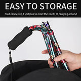 LIXIANG Walking Canes for Women & Men Adjustable Walking Stick,Folding Cane with Soft Sponge Offset Handle,Lightweight,Suitable for Arthritis,The Elderly and The Disabled(Curved Black Flower)