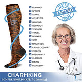 CHARMKING Compression Socks for Women & Men (8 Pairs) 15-20 mmHg Graduated Copper Support Socks are Best for Pregnant, Nurses - Boost Performance, Circulation, Knee High & Wide Calf (L/XL, Multi 25)