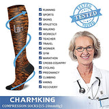 CHARMKING Compression Socks for Women & Men (8 Pairs) 15-20 mmHg Graduated Copper Support Socks are Best for Pregnant, Nurses - Boost Performance, Circulation, Knee High & Wide Calf (S/M, Multi 25)