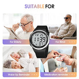 Hearkent Atomic Talking Watch Sets Itself for Visually impaired or Seniors LCD Big Number Easy-to-Read Talking Watch for Elderly (All Black)