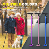 FANECO Walking Cane, Folding Walking Stick for Seniors, Pivoting Quad Base, Lightweight Adjustable Walking Stick for Men/Women