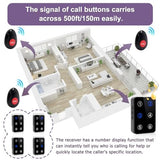 CallToU Wireless Caregiver Pager Nurse Call Button for Elderly LED Call Light Nurse Alert System Call Bell for Patients at Home Clinic/Medical Institution/Nursing Home 500+ft