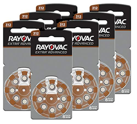 Rayovac Size 312 Extra Advanced Mercury Free Hearing Aid Batteries (56 Batteries)