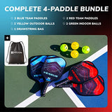 Helium Pickleball Paddles Set of 4 - USAPA Certified - Graphite Fiberglass Surface, Lightweight Honeycomb Core (Versus)