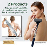 Smooth Reach Back Lotion Applicator and Back Brush for Shower, Body Scrubber, Wheel & Exfoliating Bath Sponge Scrubber for Men & Women's Self Care, Easy-to-Use Long Back Roller - Set of 2