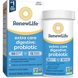 Renew Life Extra Care Digestive Probiotic Capsules, 50 Billion CFU Guaranteed, Daily Supplement Supports Immune, Digestive and Respiratory Health, L. Rhamnosus GG, Dairy, Soy and gluten-free, 30 Count