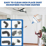 9Pcs Dusters for Cleaning Kit, Extendable Microfiber Duster Tools with 100" Long Pole, Retractable Gap Bendable Dust Cleaner, Reusable Washable Cleaning Supplie for Ceiling Fan Furniture Cars and Home