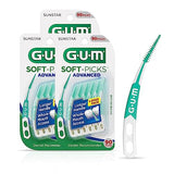 GUM Soft-Picks Advanced, Easy to Use Dental Picks for Teeth Cleaning and Gum Health, Disposable Interdental Brushes with Convenient Carry Case, Dentist Recommended Dental Floss Picks, 90ct (3pk)