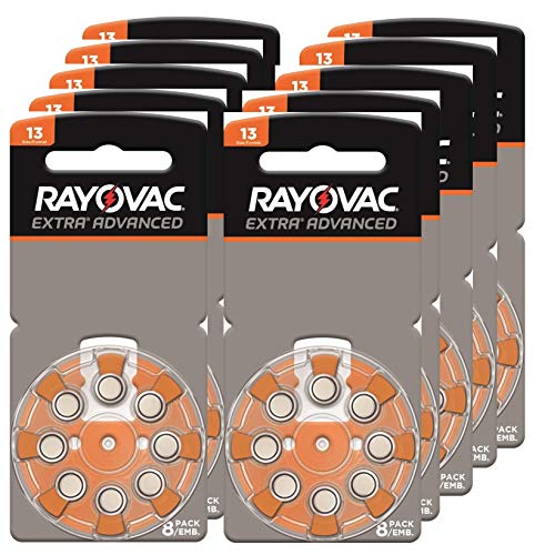 Rayovac Extra Advanced, Size 13 Mercury Free Hearing Aid Batteries (Pa ...