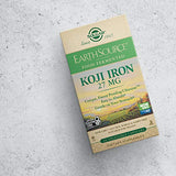 Solgar Earth Source Food Fermented Koji Iron 27mg, 60 Vegetable Capsules - Higher-Absorption, Slow-Release Iron - Gentle on The Stomach - Non-GMO, Vegan, Gluten Free, Dairy Free, Kosher - 60 Servings