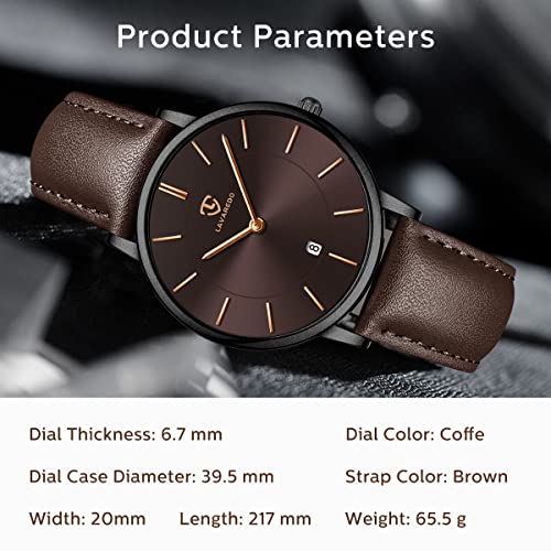 BEN NEVIS Watch, Mens Watch,Minimalist Fashion Simple Wrist Watch Analog Date with Leather Strap Orange Blue