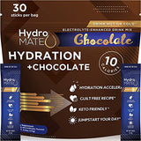 HydroMATE Electrolyte Powder Packets Drink Mix Low Sugar Hydration Accelerator Fast Recovery with Vitamin C Chocolate 30 Count