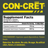 CON-CRET®+ Test, CON-CRET® Patented Creatine HCl Now with Testofen®, Boost Testosterone Levels, 60 Capsules