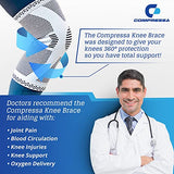 Compressa Knee Compression Sleeve For Women & Men, Braces for Knee Pain - Premium Non-Slip Support For Knee Joint Pain, Muscle Recovery, Arthritis Relief, Injury Recovery and More - Knee Sleeves For Weightlifting, Volleyball, Basketball and more