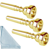Gold Trumpet Mouthpiece 7C 5C 3C Trumpet Mouthpiece Set with Box Cleaning Cloth Compatible with Yamaha Bach Conn King Musical Instruments for Beginners and Professional Players 3Pack