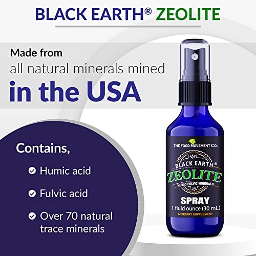 The Food Movement Black Earth Zeolite with Humic and Fulvic Acids and Trace Minerals for Detox, Digestion, Immunity, and More - Pump Spray Bottle, 1 fl oz