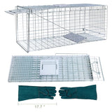 Animals Trap Cage Cover, Trap Cage Cover with Mesh Window for 1-2 Door Humane Animal Trap Cage 32 x 10 x 12inch, Cage not Included (Trap Cage+ Glover)