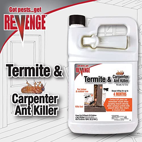 REVENGE Termite & Carpenter Ant Killer, 128 oz Ready-to-Use Spray, Long Lasting Formula for Indoors and Outdoors Kills on Contact