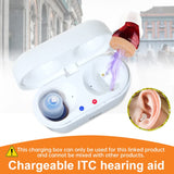 Invisible Hearing Aids for Seniors And Adults，Hearing Amplifier，Rechargeable Hearing Aids with Noise Cancelling,Rechargeable Invisible Hearing Amplifier to Aid Hearing,Sound Amplifier,Mini Invisible ITC Digital Hearing Devices , Blue & Red (1 Pair)