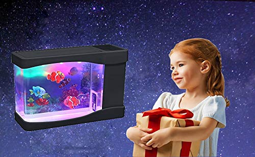 Lightahead® Artificial Mini Aquarium A Sensory Multi Colored LED Swimming Fish Tank with Bubbles