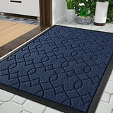 Yimobra Durable Front Door Mats, Heavy Duty Water Absorbent Mud Resistant Easy Clean Entry Outdoor Indoor Rugs,Non Slip Backing, Exterior Mats for Outside Patio Porch Farmhouse, 29.5 x 17, Blue