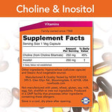 NOW Choline and Inositol 500mg, 100 Capsules (Pack of 2)
