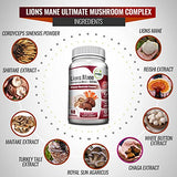 GreeNatr Complete Mushroom Supplement -10 in 1 Complex with Lions Mane, Cordyceps, Shiitake, Chaga, Turkey Tail for Immune Support, Memory, Focus & Natural Energy Booster - 60 Capsules (1 Bottle)