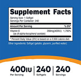 Nutricost Vitamin E 400 IU, 240 Softgel Capsules (3 Bottles)