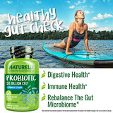 NATURELO Probiotic Supplement - 50 Billion CFU - 11 Strains - One Daily - Helps Support Digestive & Immune Health - Delayed Release - No Refrigeration Needed - 60 Vegan Capsules