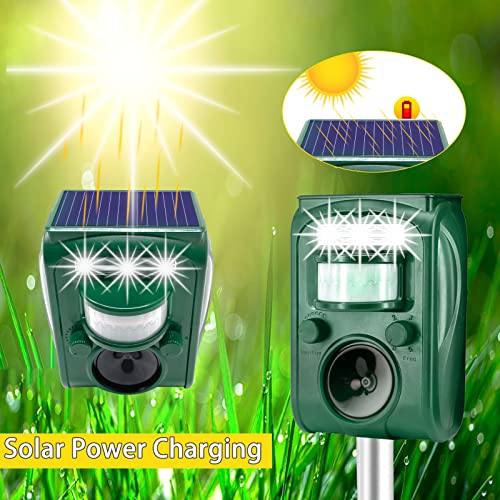 Ultrasonic Solar Animal Repeller - Cat Repellent Outdoor, Dog, Squirrel, Raccoon, Skunk, Rabbit, Rodent, Fox, Deer, etc