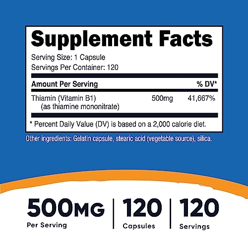 Nutricost Vitamin B1 (Thiamine) 500mg, 120 Capsules kateminimalist