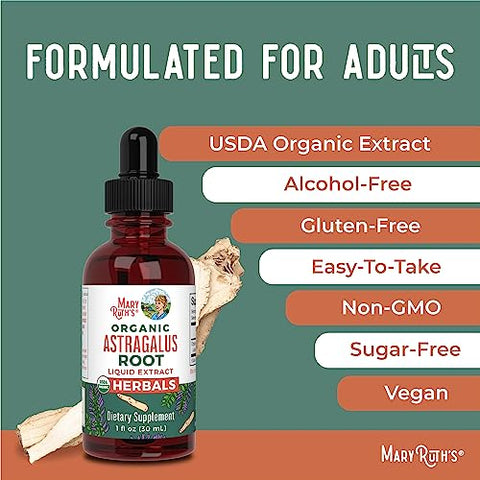 Astragalus Root | Sugar Free | USDA Organic | Astragalus Extract for Immune Support, Focus, and Cardiovascular Support | Astragalus Root Organic Liquid Drops | Non-GMO | Vegan | 1 Fl Oz