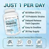 Dr. Berg's Probiotic Capsules with 60 Billion Probiotics for Digestive Health with 10 Prebiotics and Probiotics Strains - Nutritional Supplements - 30 Vegetable Capsules