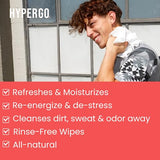 HyperGo Full-Body Rinse-Free Hypoallergenic Biodegradable Bathing Shower Wipes –All Natural, Refreshing Anytime, Post Workout, Camping, Travel, Daily Life, 12”x12” X-Large Grapefruit, Pack of 1