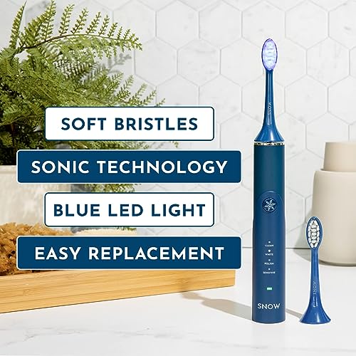 SNOW Toothbrush Refillable Heads - Electric Toothbrush Replacement Heads with Soft Bristles - Feature Blue LED Light and Sonic Technology - Easy Replacement Heads for LED Whitening Electric Toothbrush