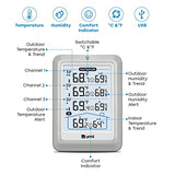 Indoor Outdoor Thermometer Wireless, 4.5 Inch Display Digital Hygrometer Thermometer Temperature Humidity Monitor with 330ft Range Sensor and Adjustable Backlight