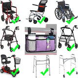 Wheelchair Side Organizer Storage Bag Armrest Pouch with Cup Holder and Reflective Stripe Use Waterproof Fabric, for Most Wheelchairs, Walkers or Rollators (Purple)